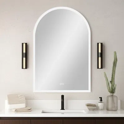 Hivvago 38" Clear Arch Unframed Led Lighted Bathroom Vanity Mirror In White