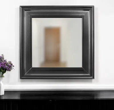 Hivvago 38" Gray Square Wood Framed Accent Mirror In Black