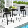 Hivvago 38 Inch Patio Bar Table With Tempered Glass Tabletop