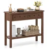 Hivvago 38 Inch Rustic Console Table With 2 Drawers And Bottom Open Shelf In Brown
