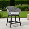 Hivvago 38" Light Gray Solid Wood Low Back Outdoor Bar Height Chair With Footrest In Gray