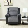 Hivvago 39" Black And Gray Faux Leather And Fabric Manual Recliner In Gray