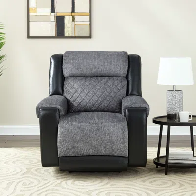 Hivvago 39" Black And Gray Faux Leather And Fabric Manual Recliner