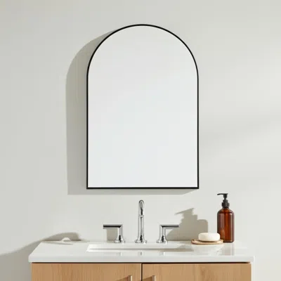 Hivvago 39" Black Arch Metal Framed Bathroom Vanity Mirror