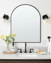 Hivvago 39" Black Arch Metal Framed Bathroom Vanity Mirror In Black