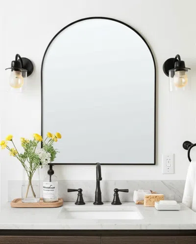 Hivvago 39" Black Arch Metal Framed Bathroom Vanity Mirror