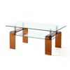 Hivvago 39" Clear And Brown Glass Coffee Table With Shelf In Brown