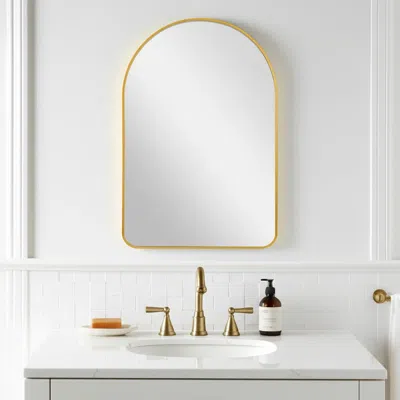 Hivvago 39" Gold Arch Metal Framed Bathroom Vanity Mirror
