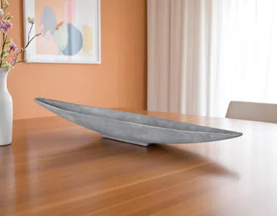 Hivvago 39" Gray Cast Aluminum Oval Long Boat Centerpiece Bowl