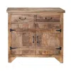 Hivvago 39 Inch Artisanal Farmhouse Style 2 Drawer Mango Wood Cabinet Console With 2 Door Storage, Rustic Br