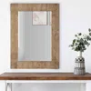 Hivvago 39 Inch Wood Frame Wall Mirror, Chevron Design, Brown In Brown