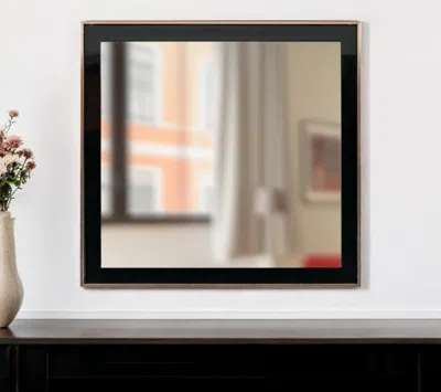 Hivvago 39" Rose Gold And Black Wood And Metal Framed Accent Mirror
