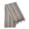 Hivvago 39" X 71" Gray Cotton Plain Weave Striped Turkish Towel Throw Blanket With Tassels In Brown