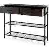 Hivvago 39.5 Inch Entryway Table With 2 Drawers And 2-tier Shelves-dark Brown