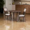 Hivvago 3pc 42 Inch Dining Table Set, Extendable Drop Leaves, 2 Chairs, Brown In Brown