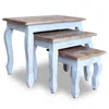 Hivvago 3pc Nesting End Table Set, Light Blue Turned Legs Brown Reclaimed Wood In Multi