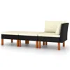 Hivvago 3pc Outdoor Modular Corner Sofa Set, Black Poly Rattan Ivory Polyester In Multi