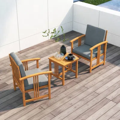 Hivvago 3pc Solid Wood Outdoor Patio Sofa Furniture Set-white