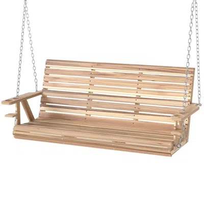 Hivvago 3-seater Wooden Porch Swing With Cupholders