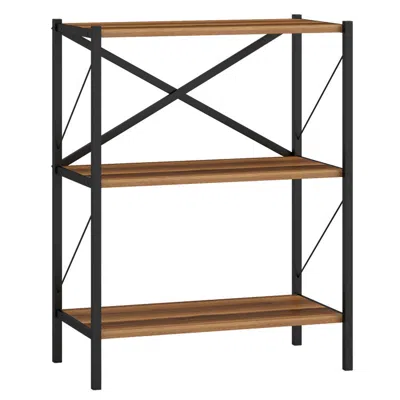 Hivvago 3-tier Bookshelf With Heavy-duty Metal Frame In Brown