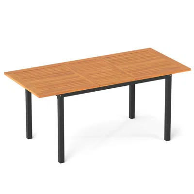 Hivvago 4-8 Person Extendable Solid Wood Dining Table With Umbrella Hole In Brown