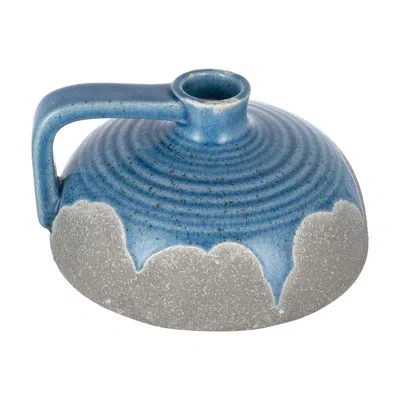 Hivvago 4" Blue And Gray Bud Ceramic Jug Vase With Does Not Apply
