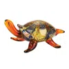 Hivvago 4" Clear Brown And Green Murano Glass Turtle Figurine Tabletop Sculpture In Multi