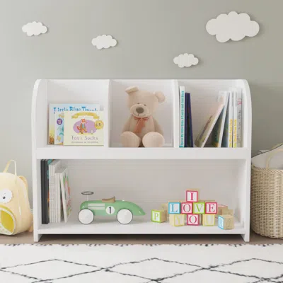 Hivvago 4 Compartment Childrenâ€s Bookcase And Playroom Storage Bookshelf - White
