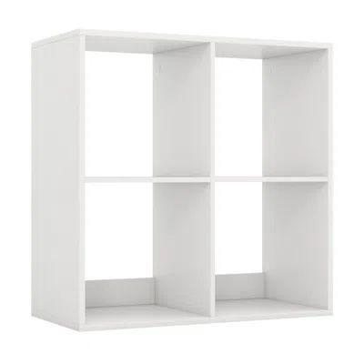 Hivvago 4 Cube Bookshelf With Back Guardrail For Living Room Bedroom-white