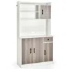 Hivvago 4-door Freestanding Kitchen Buffet With Hutch And Adjustable Shelves-white