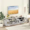 Hivvago 4-door Tv Stand For Tvs Up To 75 Inch Media Console Table With Adjustable Shelves-oak