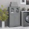 Hivvago 4 Doors Freeestanding Bathroom Floor Cabinet With Adjustable Shelves-gray