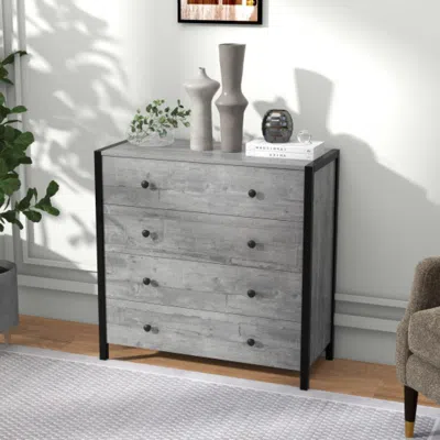 Hivvago 4-drawer Dresser Modern Wooden Chest Of Drawers For Bedroom Living Room-gray