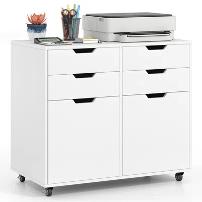 Hivvago 4 Drawer File Cabinet With Wheels For Home Office Organization-white