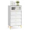 Hivvago 4 Drawer Modern Storage Cabinet With Flip Up Fluted Glass Door-gray And White