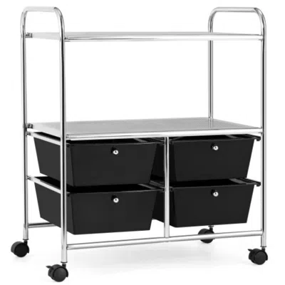 Hivvago 4 Drawers Shelves Rolling Storage Cart Rack-black
