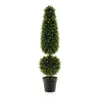 Hivvago 4 Feet Artificial Boxwood Topiary Tree With Natural Vines And Pe Leaves-green