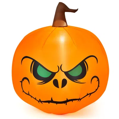 Hivvago 4 Feet Halloween Inflatable Pumpkin With Build-in Led Light In Orange