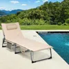 Hivvago 4-fold Oversize Padded Folding Lounge Chair With Removable Soft Mattress-beige
