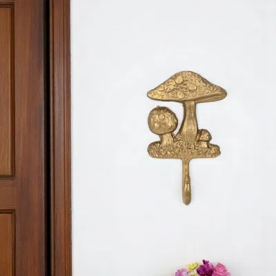Hivvago 4" Gold Cast Iron Mushroom Wall Hook