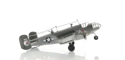 Hivvago 4" Gray And White Metal Hand Painted C1941 North American B-25 Mitchell Bomber Model Airplane