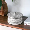 Hivvago 4" Gray Ceramic Hand Painted Decorative Keepsake Box In White
