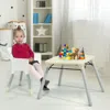 Hivvago 4-in-1 Baby Convertible Toddler Table Chair Set With Pu Cushion-beige