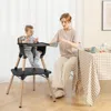 Hivvago 4-in-1 Baby Convertible Toddler Table Chair Set With Pu Cushion-brown