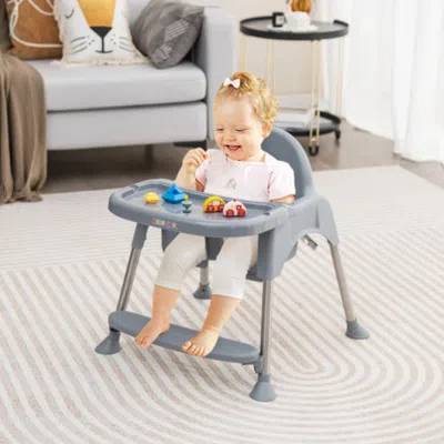 Hivvago 4-in-1 Convertible Baby High Chair With Removable Double Tray-gray