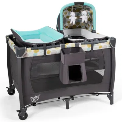 Hivvago 4-in-1 Convertible Portable Baby Playard Newborn Napper With Music And Toys-pink