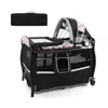 Hivvago 4 In 1 Portable Pack And Play Baby Nursery Center With Bassinet-purple