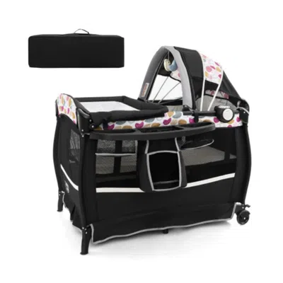 Hivvago 4 In 1 Portable Pack And Play Baby Nursery Center With Bassinet-purple
