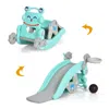 Hivvago 4-in-1 Toddler Slide And Rocking Horse Playset With Basketball Hoop-pink