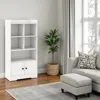Hivvago 4-layer Display Bookshelf Featuring Four Compartments And Two Doors In White